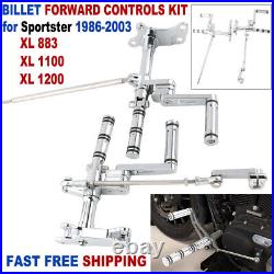 Billet Forward Controls Chrome Kit For Harley 86-03 Sportster XL883 1100 XL1200