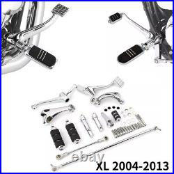 Chrome Footpegs Footrest Forward Controls Pegs Levers For 04 13 Sportster 1200