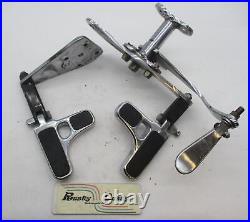 Harley Davidson Shovelhead Chrome Forward Foot Controls Mounts with Unique Pegs